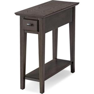 Leick Home 15-In Wide End Table, Solid Wood Construction, One Drawer, One Lower Shelf, Narrow Width, Easy-Assembly, Chocolate Oak, 15.0 In. W x 24.0 In. D x 24.0 In. H, 10071-CH(Smoke Gray)