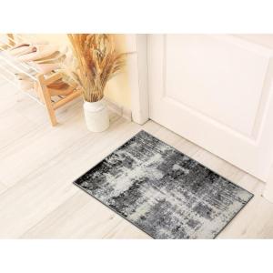 Leick Home 594184 Laraline Runner Vintage Turkish Medallion Collage Faded Fuchsia Living Room Bedroom Area Rug Runner 1’9″ x 5’11″(Black/Gray)