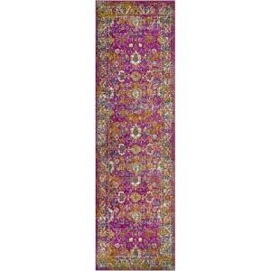 Leick Home 594184 Laraline Runner Vintage Turkish Medallion Collage Faded Fuchsia Living Room Bedroom Area Rug Runner 1’9″ x 5’11″(Fuchsia)