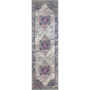 Leick Home 594184 Laraline Runner Vintage Turkish Medallion Collage Faded Fuchsia Living Room Bedroom Area Rug Runner 1’9″ x 5’11″(Fuchsia/Tan)