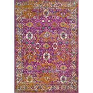 Leick Home 594234 Laraline Vintage Turkish Medallion Collage Faded Fuchsia Living Room Bedroom Area Rug Rectangle 5’3″ x 7’7″