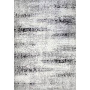 Leick Home 594598 Zielle Soft Shag Painterly Modern Rug Gray Living Room Bedroom Area Rug Rectangle 5’3″ x 7’7″