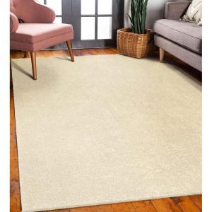 Leick Home 596007 Dagen Soft Shag Modern Rug Solid Beige Living Room Bedroom Area Rug Rectangle 5’3″ x 7’7″