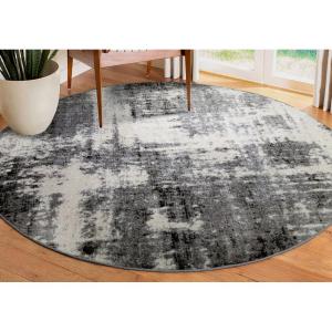 Leick Home 596106 Oryn Vintage Multicolor Medallion Boho Chic Living Room Bedroom Area Rug 5’3″ Round(Black/Gray)