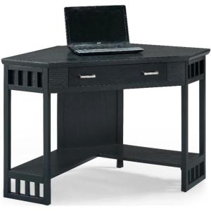 Leick Home 81430 Corner Computer/Writing Desk with Drawer and Shelf, Chocolate Oak(Black)