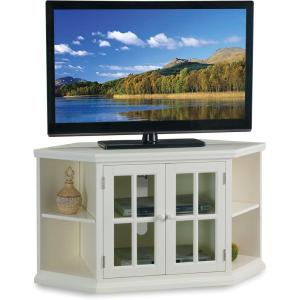 Leick Home 82285 Mission Corner TV Stand Made from Solid Wood, One Door and Adjustable Shelf, for 50″ TVs, Mission Oak(Cottage White)