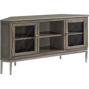 Leick Home 82285 Mission Corner TV Stand Made from Solid Wood, One Door and Adjustable Shelf, for 50″ TVs, Mission Oak(Gray / Pewter)