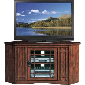 Leick Home 82285 Mission Corner TV Stand Made from Solid Wood, One Door and Adjustable Shelf, for 50″ TVs, Mission Oak(Mission Oak / Blackened)