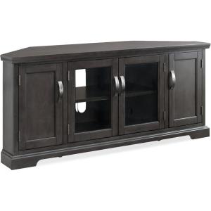 Leick Home 82285 Mission Corner TV Stand Made from Solid Wood, One Door and Adjustable Shelf, for 50″ TVs, Mission Oak(Riverstone / Pewter)