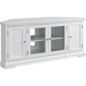 Leick Home 82285 Mission Corner TV Stand Made from Solid Wood, One Door and Adjustable Shelf, for 50″ TVs, Mission Oak(White / Brushed Nickel)
