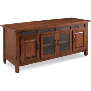 Leick Home 82360 Solid Wood Mission Oak Four Door TV Stand For 65″ TVs Universal TV Console Living Room Storage Shelves Entertainment Center, Mission Oak(Distressed Rustic Autumn)