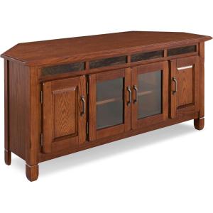 Leick Home 85162 TV Stand with Bookshelf Storage, for 65″ TV’s, Cottage White(Distressed Rustic Autumn)