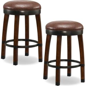 Leick Home Double Crossback Upholstered Counter Stool with Backrest, for Kitchen or Dining Area, Gray and Moss Green, 2 Pack, 10084GS/MH(Sable)