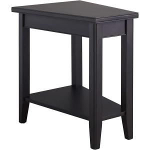 Leick Home Laurent End Table, Solid Wood, Wedge Shape, with Shelf, for Living Room and Small Spaces, Gray, 10502-GR(Black)