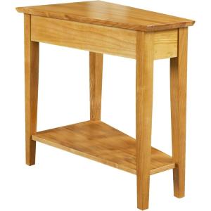 Leick Home Laurent End Table, Solid Wood, Wedge Shape, with Shelf, for Living Room and Small Spaces, Gray, 10502-GR(Desert Sands)