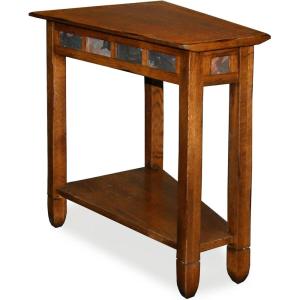 Leick Home Laurent End Table, Solid Wood, Wedge Shape, with Shelf, for Living Room and Small Spaces, Gray, 10502-GR(Rustic Oak)