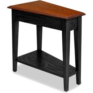 Leick Home Laurent End Table, Solid Wood, Wedge Shape, with Shelf, for Living Room and Small Spaces, Gray, 10502-GR(Slate)