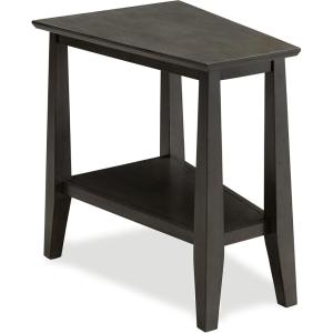 Leick Home Laurent End Table, Solid Wood, Wedge Shape, with Shelf, for Living Room and Small Spaces, Gray, 10502-GR(Smokey Gray)