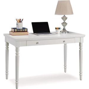 Leick Home Mission Office Desk, Solid Wood, with Drop Front Keyboard Drawer, Mission Oak, 82410(Cottage White)