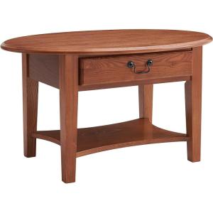 Leick Home Sheldon Coffee Table, Solid Wood, Round, with Glass Top and Shelf, Chocolate Oak, 10037(Medium Oak)