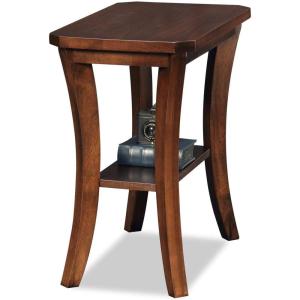 Leick Home Stratus Chairside End Table, Solid Wood, with Shelf, for Living Rooms and Small Spaces, Smoke Gray, 22005-GR(Chocolate Oak)