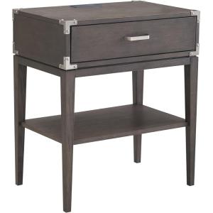 Salem Solid Wood Nightstand with Drawer and Shelf, Medium Oak Brown, Perfect for Bedrooms, Living Rooms, and Small Spaces – Leick Home, 9067-MED(Anthracite)