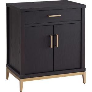 Salem Solid Wood Nightstand with Drawer and Shelf, Medium Oak Brown, Perfect for Bedrooms, Living Rooms, and Small Spaces – Leick Home, 9067-MED(Black)