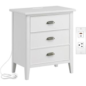 Salem Solid Wood Nightstand with Drawer and Shelf, Medium Oak Brown, Perfect for Bedrooms, Living Rooms, and Small Spaces – Leick Home, 9067-MED(Orchid White)