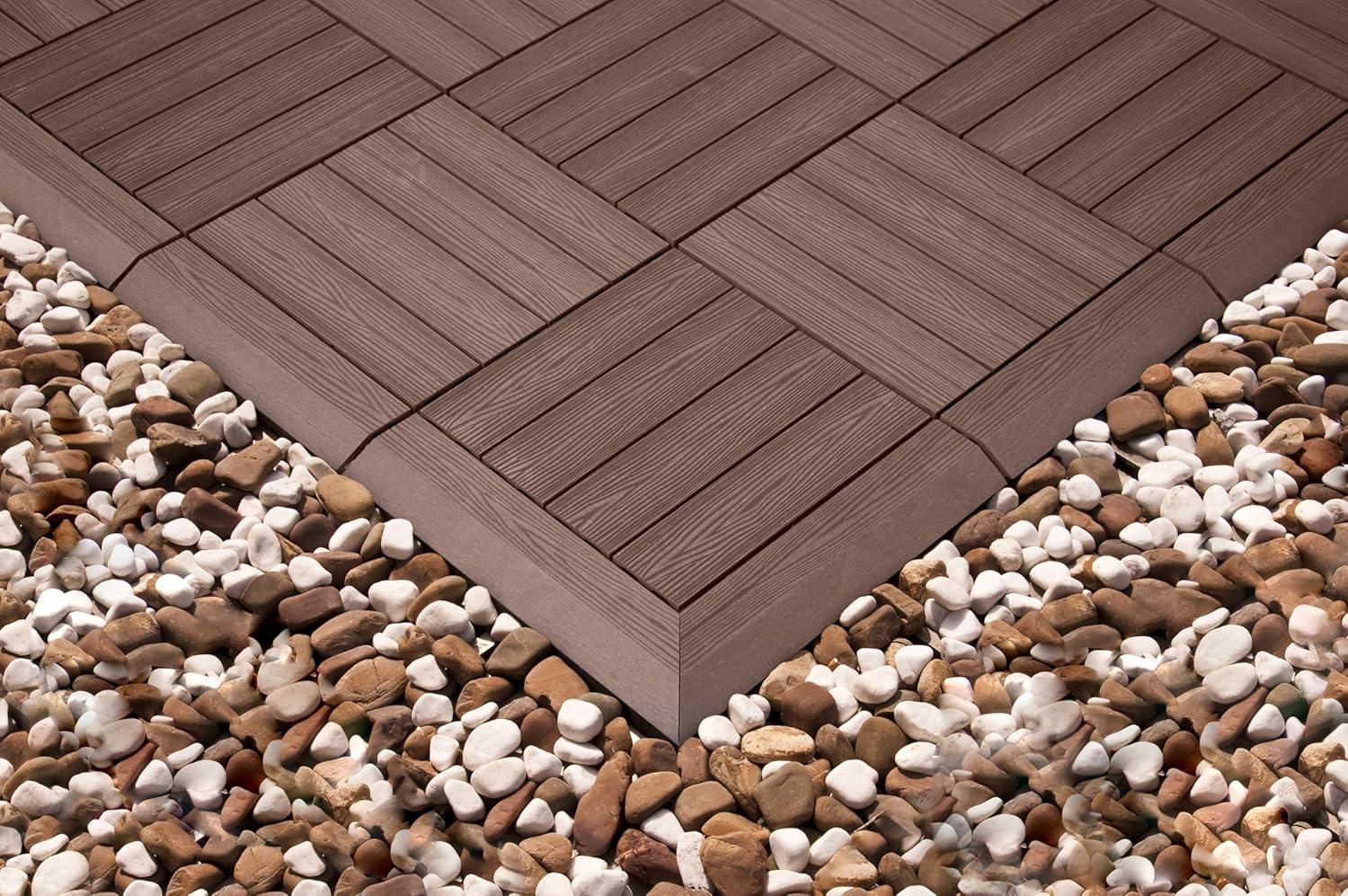 image:imageDesign House Straight Edge Trim for Square Deck Tiles Covers 6 Square Feet Ebony 4PackBrown