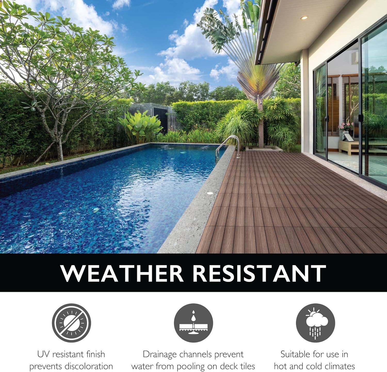 image:imageDesign House Straight Edge Trim for Square Deck Tiles Covers 6 Square Feet Ebony 4PackBrown
