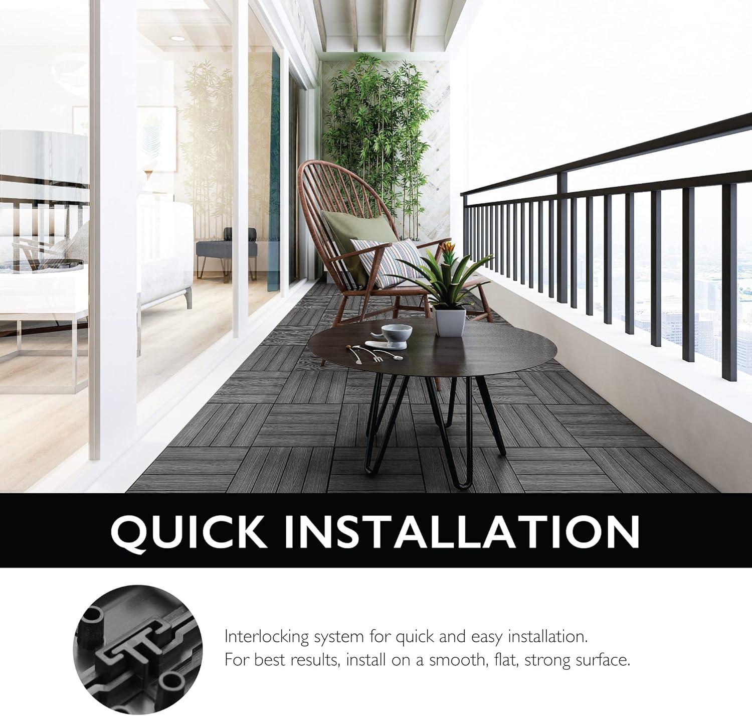 image:imageDesign House Straight Edge Trim for Square Deck Tiles Covers 6 Square Feet Ebony 4PackEbony