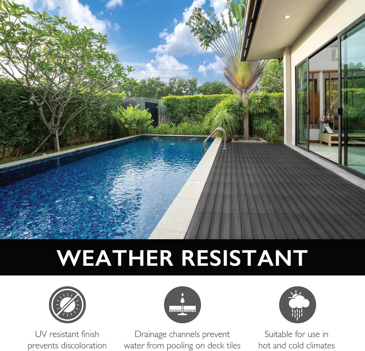 image:imageDesign House Straight Edge Trim for Square Deck Tiles Covers 6 Square Feet Ebony 4PackEbony