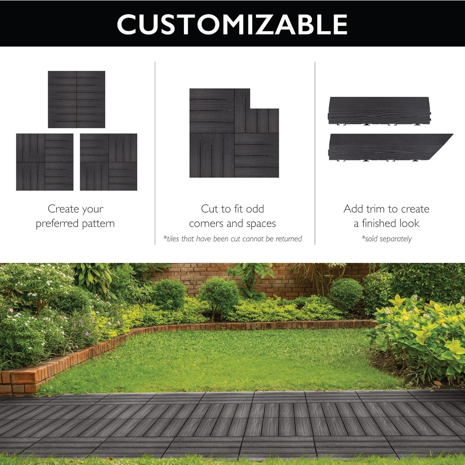 image:imageDesign House Straight Edge Trim for Square Deck Tiles Covers 6 Square Feet Ebony 4PackEbony