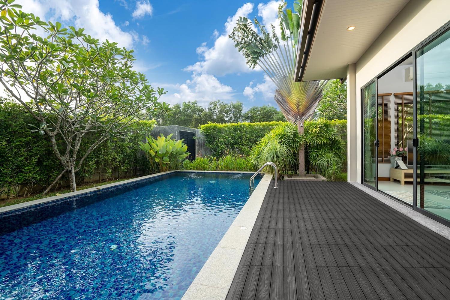 image:imageDesign House Straight Edge Trim for Square Deck Tiles Covers 6 Square Feet Ebony 4PackModern Ebony