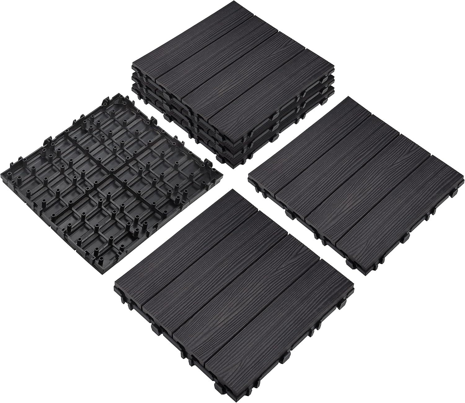 image:imageDesign House Straight Edge Trim for Square Deck Tiles Covers 6 Square Feet Ebony 4PackModern Ebony