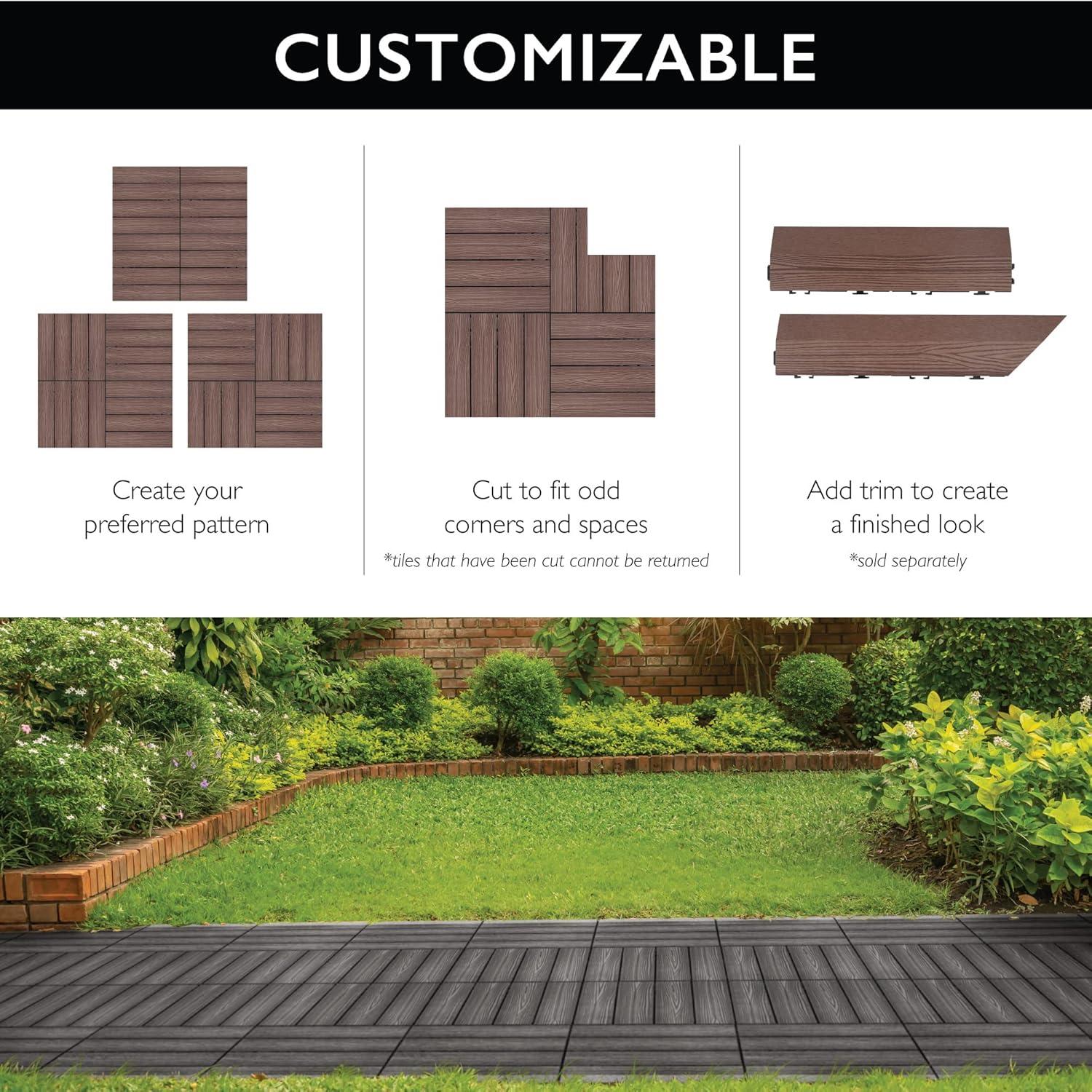 image:imageDesign House Straight Edge Trim for Square Deck Tiles Covers 6 Square Feet Ebony 4PackRusset Canyon