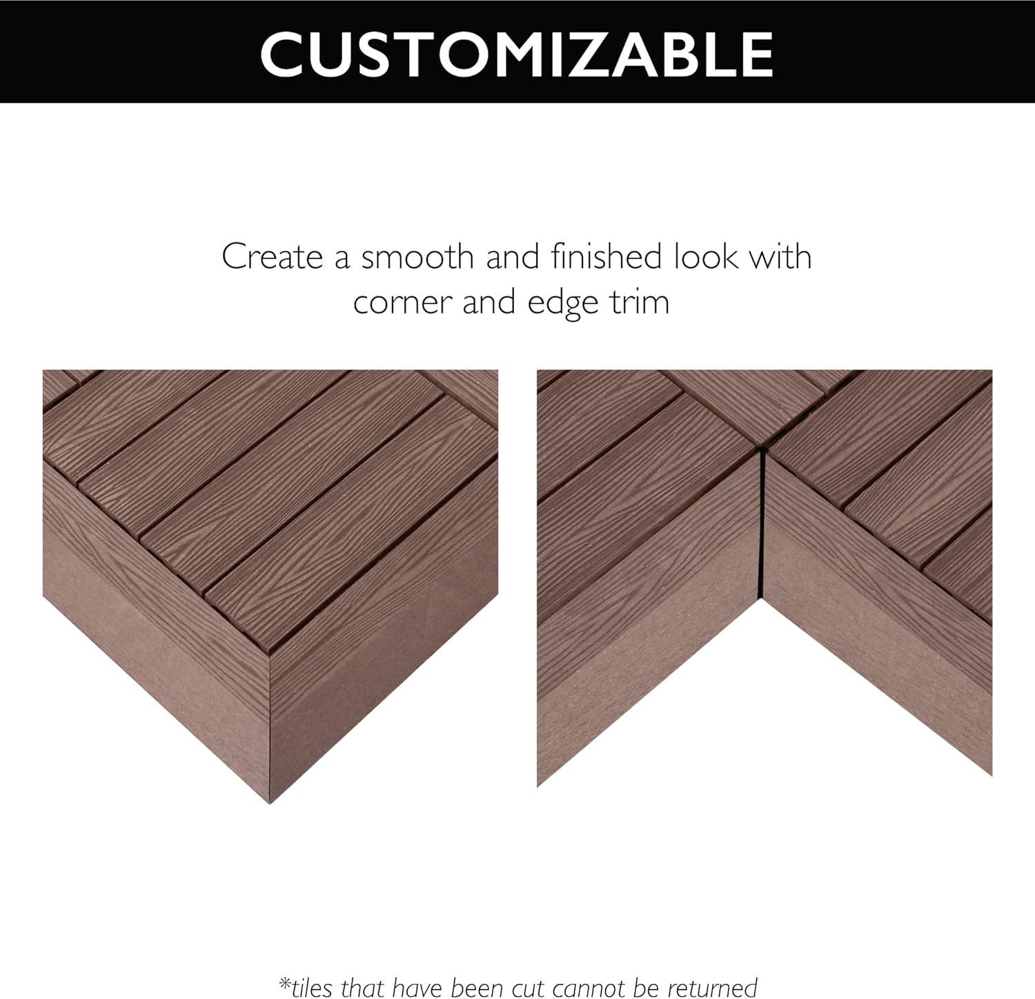 image:imageDesign House Straight Edge Trim for Square Deck Tiles Covers 6 Square Feet Ebony 4PackRusset Canyon