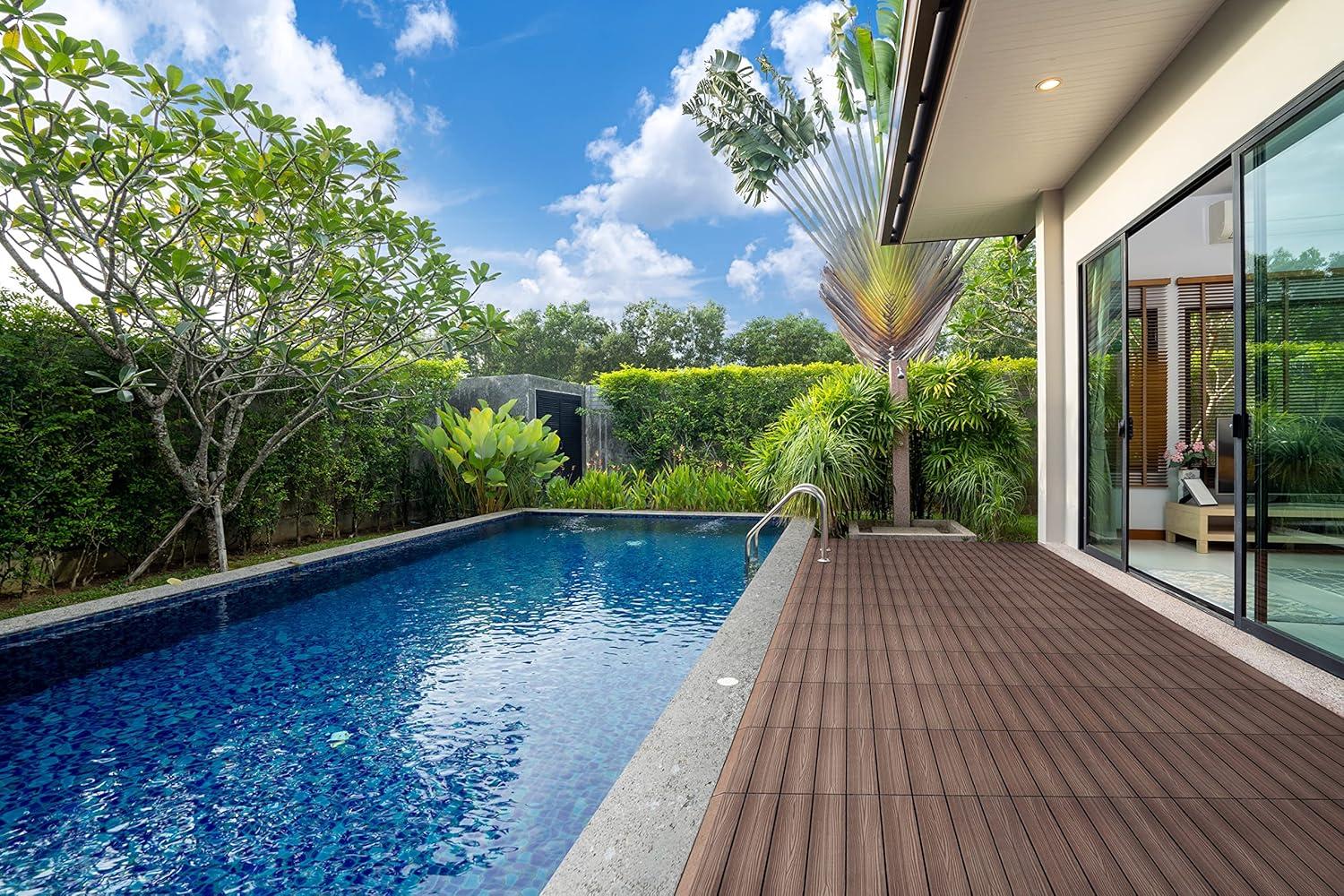 image:imageDesign House Straight Edge Trim for Square Deck Tiles Covers 6 Square Feet Ebony 4PackRusset Canyon