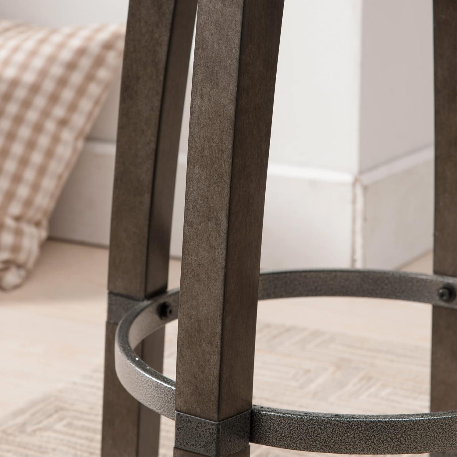 image:imageLeick Graystone Wood Cask Stave Bar Stool wBlack Faux Leather Seat Set of 2 Height