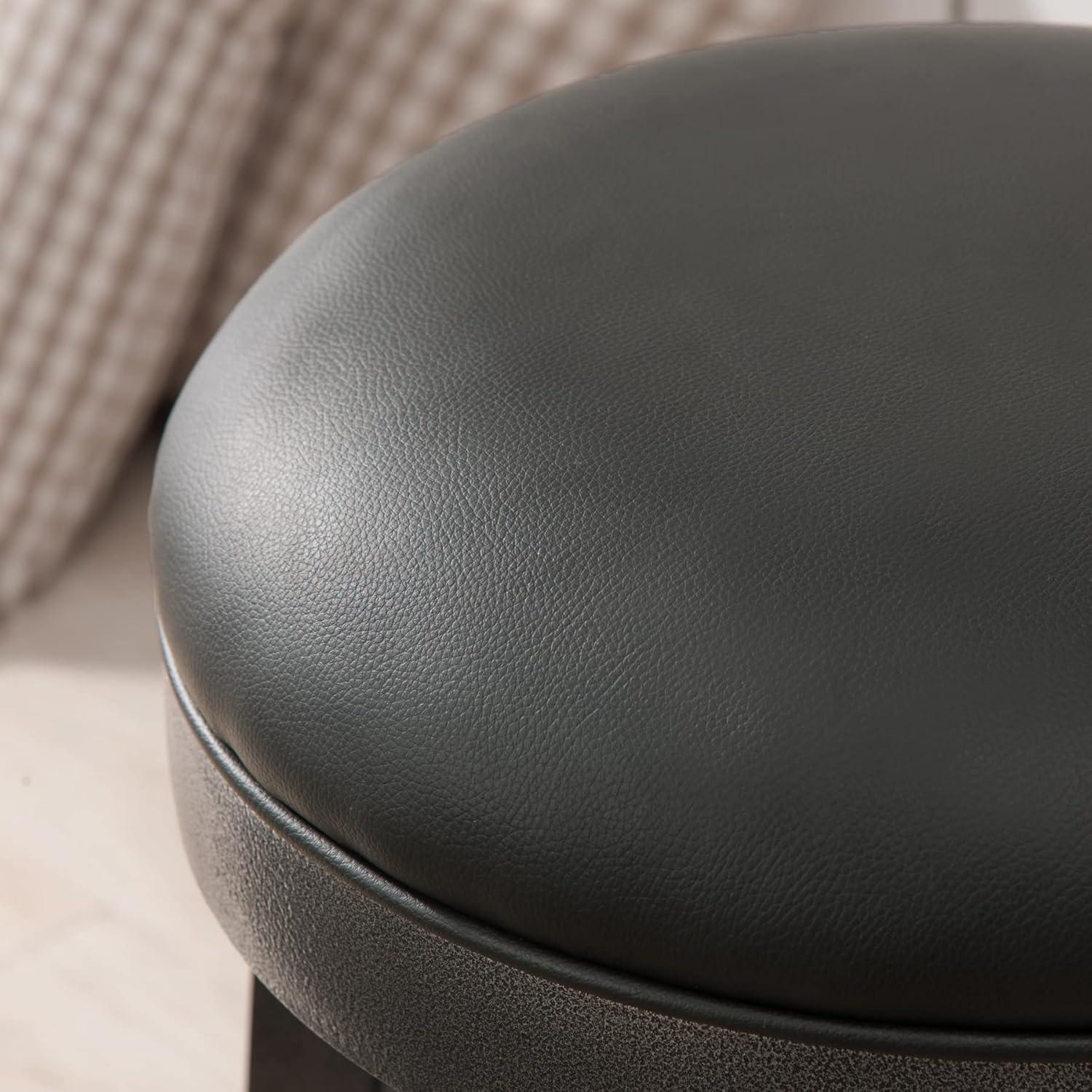 image:imageLeick Graystone Wood Cask Stave Bar Stool wBlack Faux Leather Seat Set of 2 Height