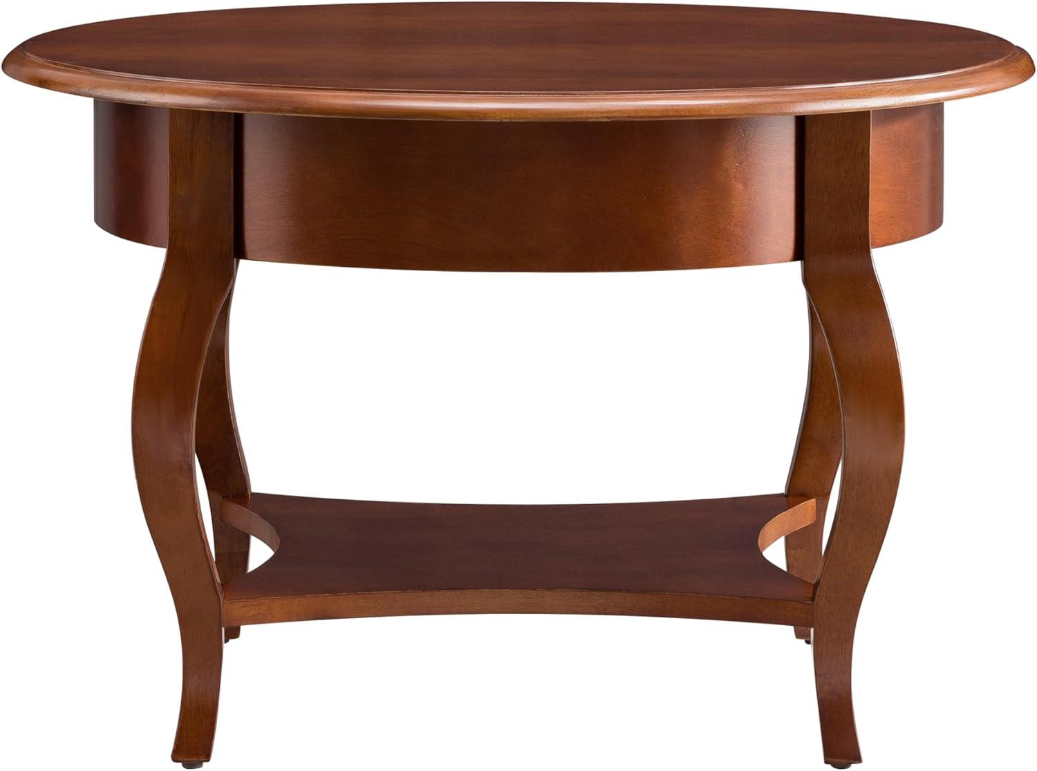 image:imageLeick Home 10034BR One Drawer Round Coffee Table with Shelf Brown Cherry