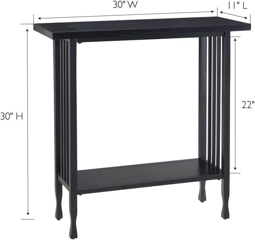 image:imageLeick Home 11233 Ironcraft Rustic Two Drawer Hall Console Sofa Table with Shelf Mission Oak and Black MetalBlack Wash