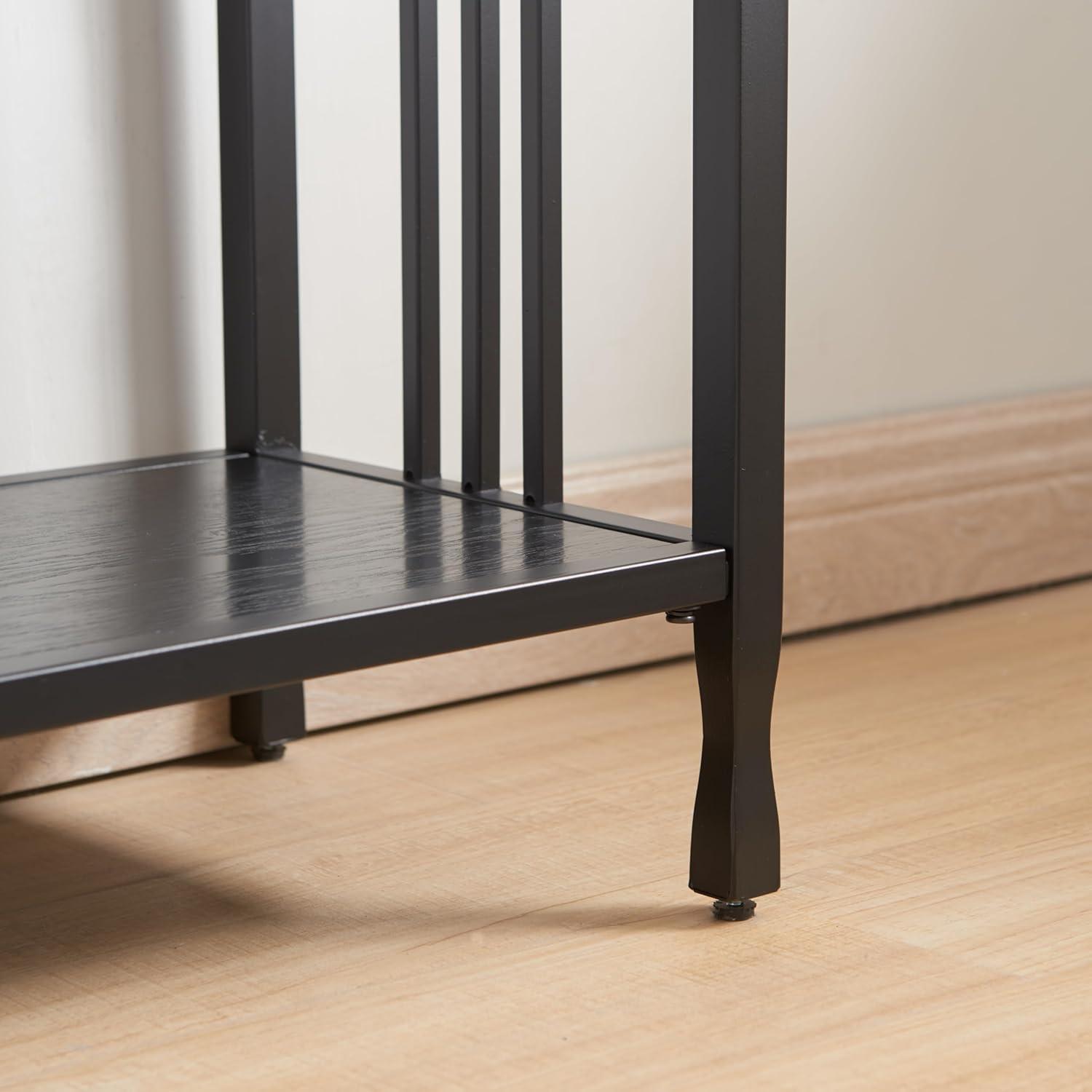 image:imageLeick Home 11233 Ironcraft Rustic Two Drawer Hall Console Sofa Table with Shelf Mission Oak and Black MetalBlack Wash