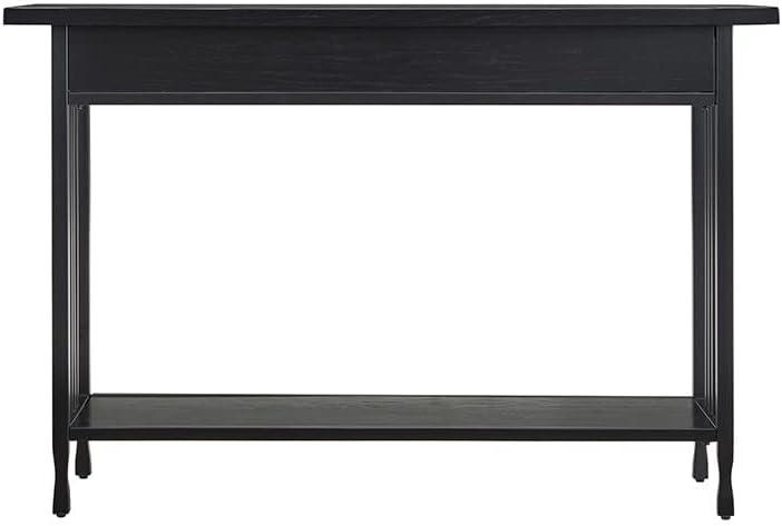 image:imageLeick Home 11233 Ironcraft Rustic Two Drawer Hall Console Sofa Table with Shelf Mission Oak and Black MetalBlack Wash