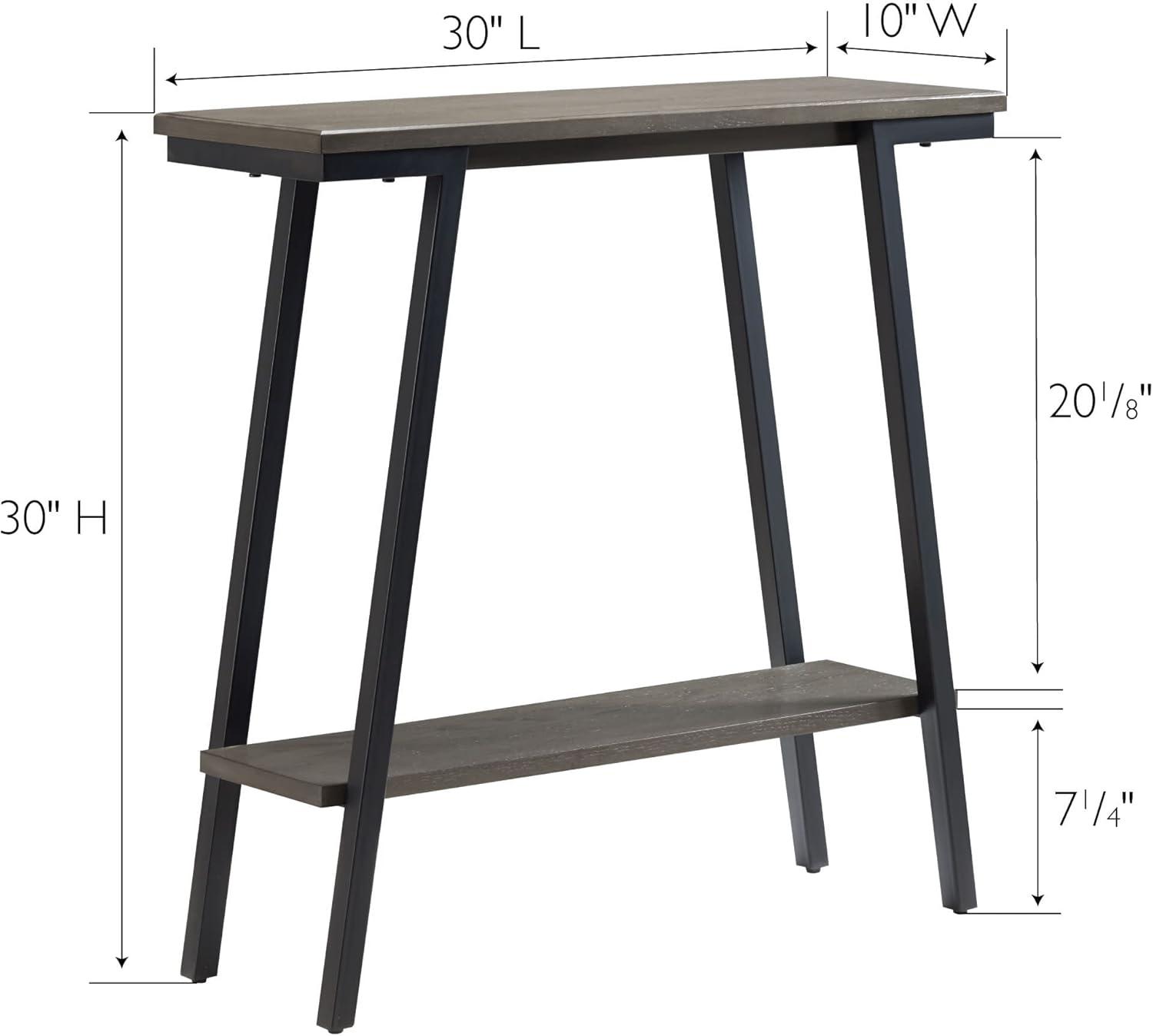 image:imageLeick Home 11233 Ironcraft Rustic Two Drawer Hall Console Sofa Table with Shelf Mission Oak and Black MetalGrey