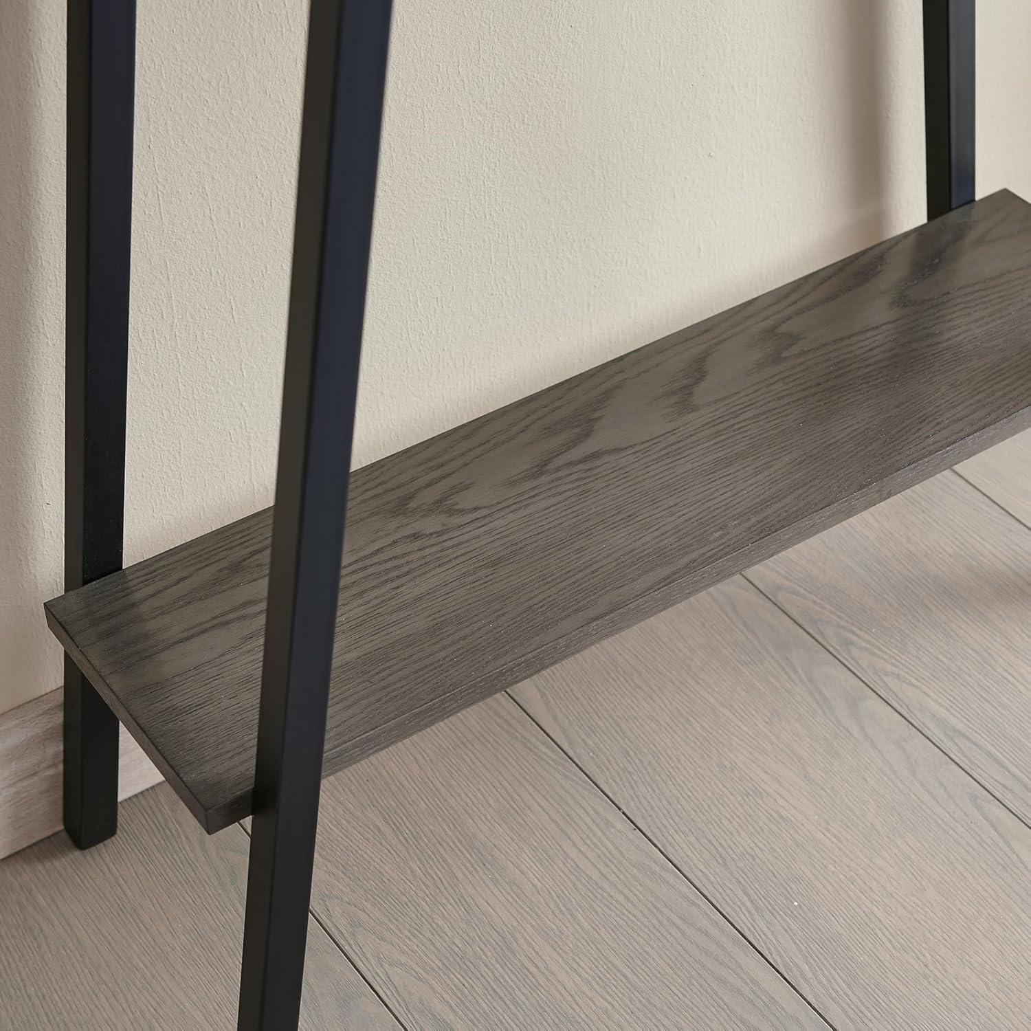 image:imageLeick Home 11233 Ironcraft Rustic Two Drawer Hall Console Sofa Table with Shelf Mission Oak and Black MetalGrey