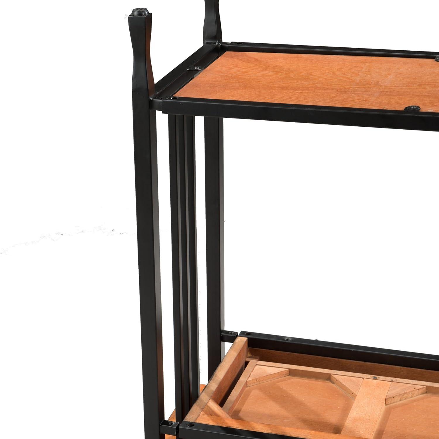 image:imageLeick Home 11233 Ironcraft Rustic Two Drawer Hall Console Sofa Table with Shelf Mission Oak and Black MetalMission Oak