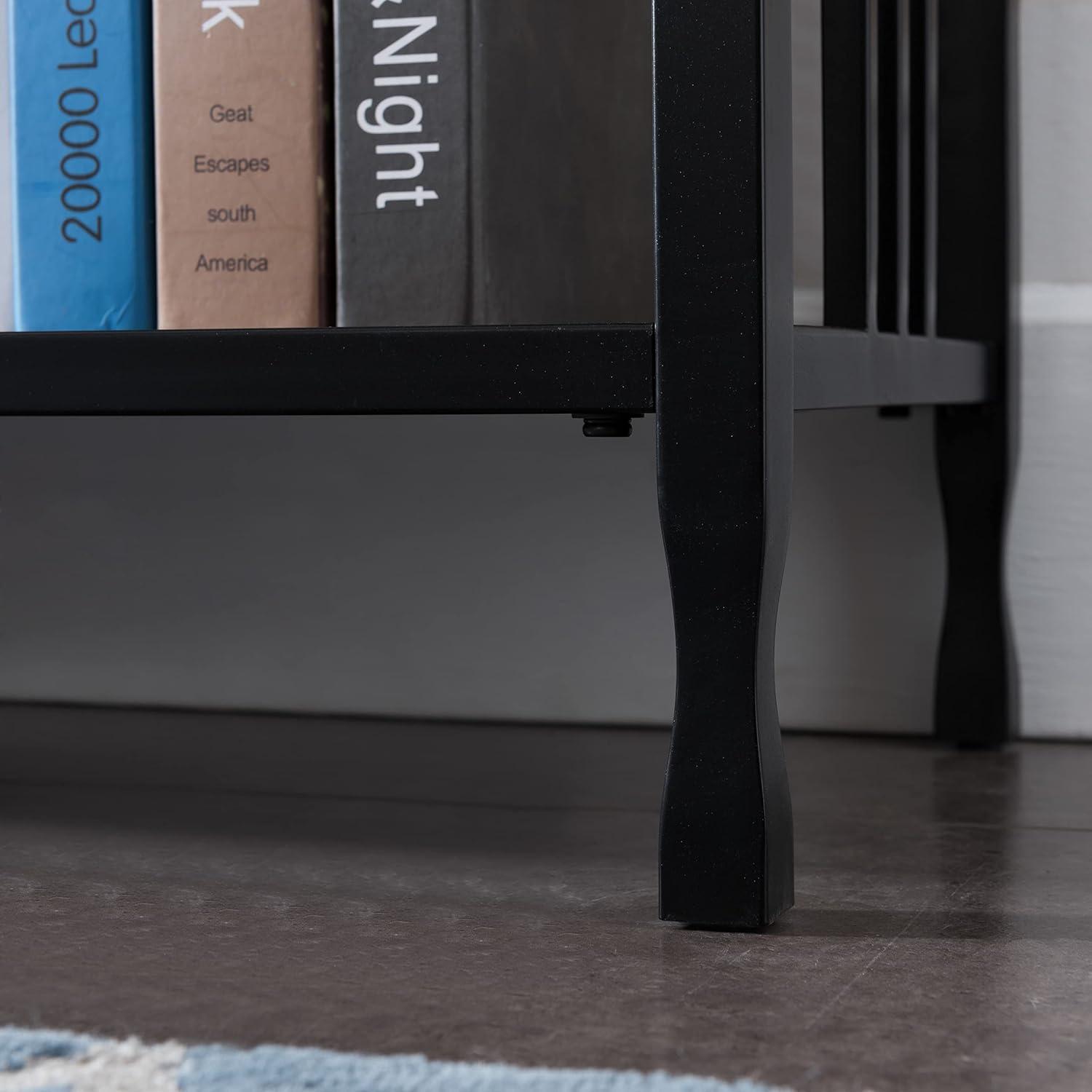 image:imageLeick Home 11233 Ironcraft Rustic Two Drawer Hall Console Sofa Table with Shelf Mission Oak and Black MetalMission Oak