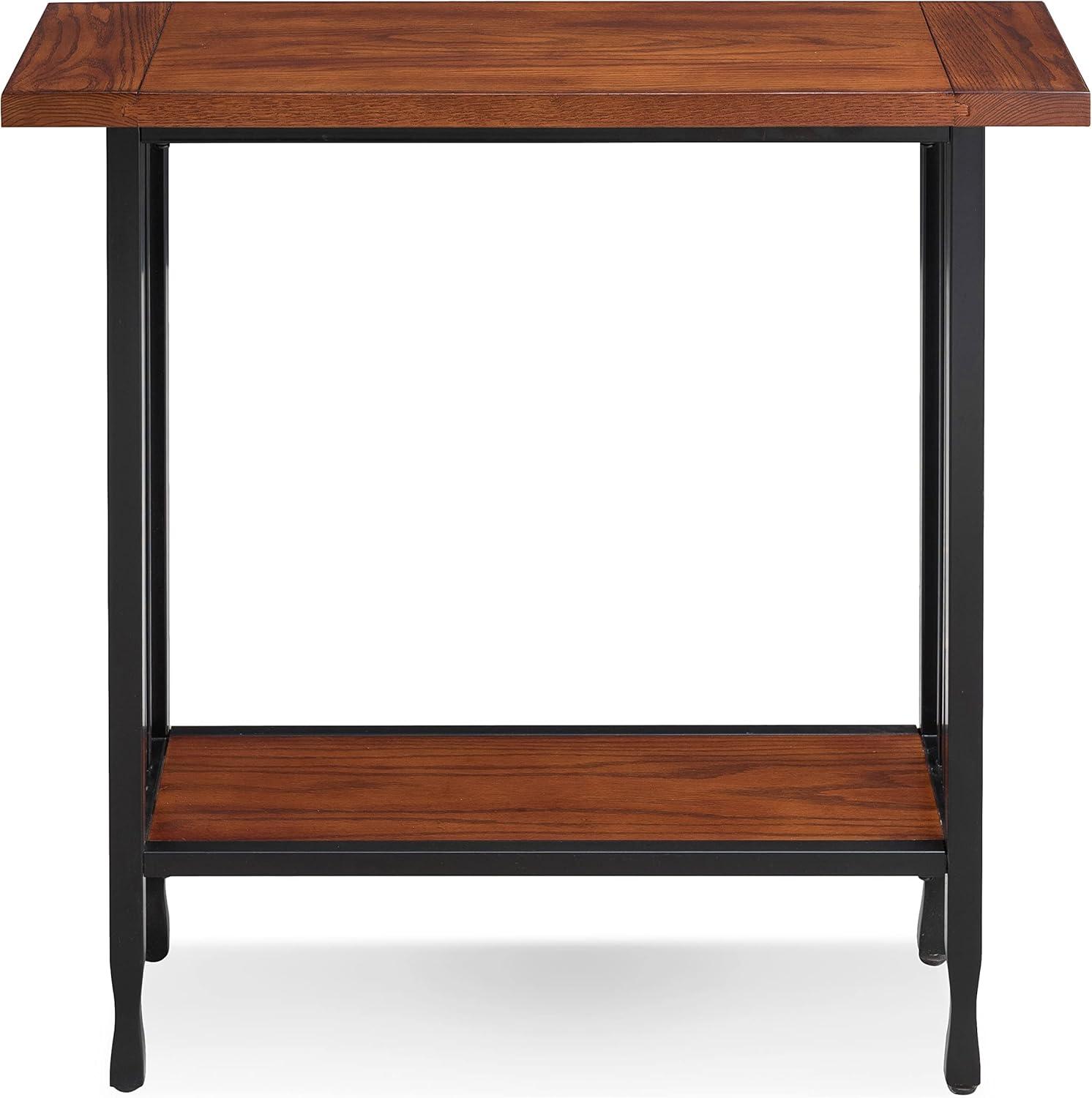 image:imageLeick Home 11233 Ironcraft Rustic Two Drawer Hall Console Sofa Table with Shelf Mission Oak and Black MetalMission Oak