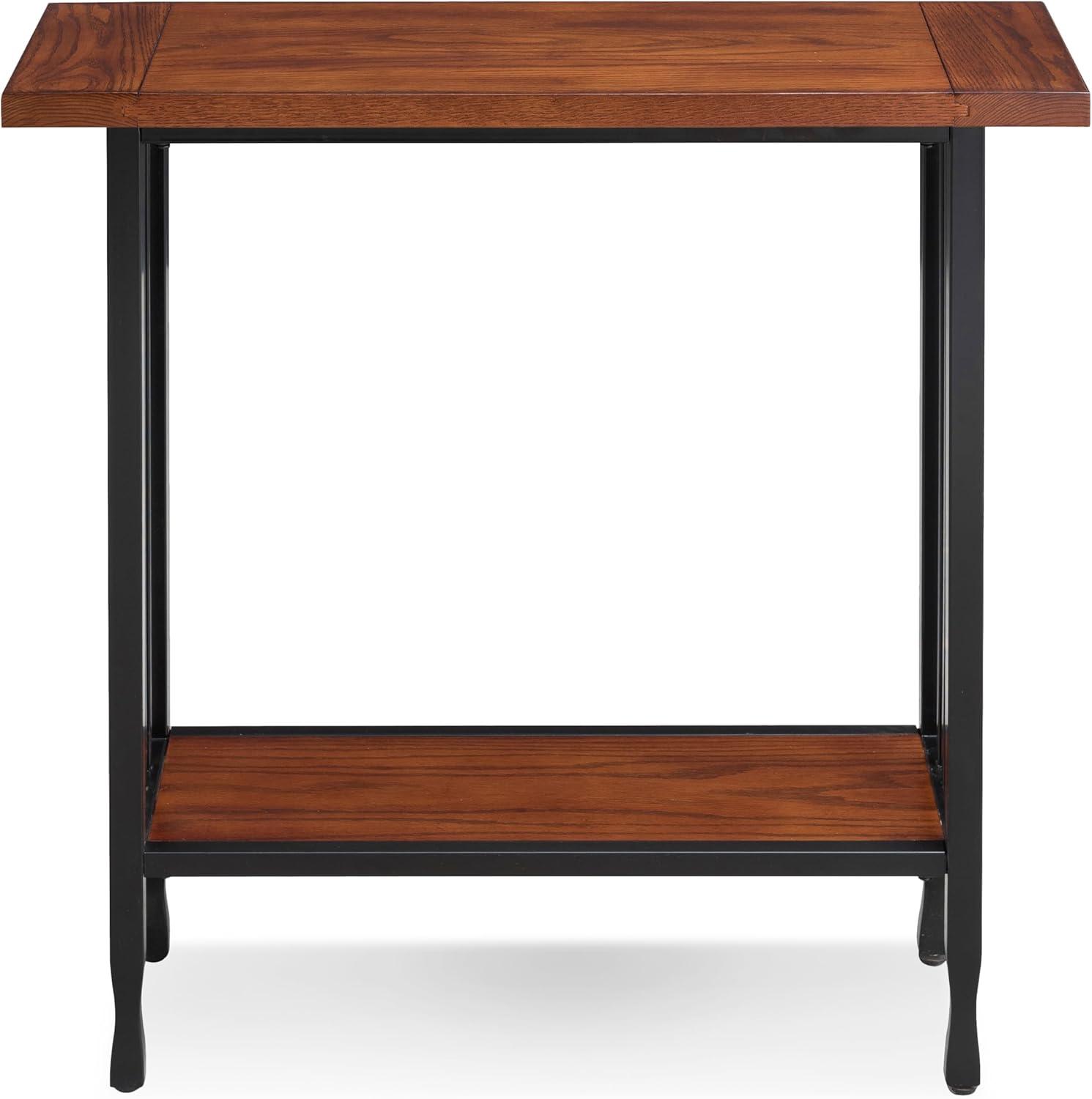 image:imageLeick Home 11233 Ironcraft Rustic Two Drawer Hall Console Sofa Table with Shelf Mission Oak and Black MetalMission Oak